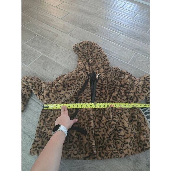 Women's Hyfve Animal Leopard Print Open Front Hooded Jacket Coat Size Large‎ - Picture 3 of 8